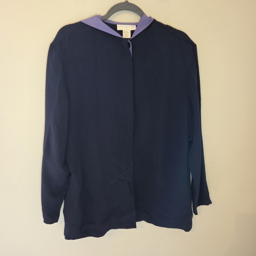 Doncaster Navy Silk Hooded Jacket